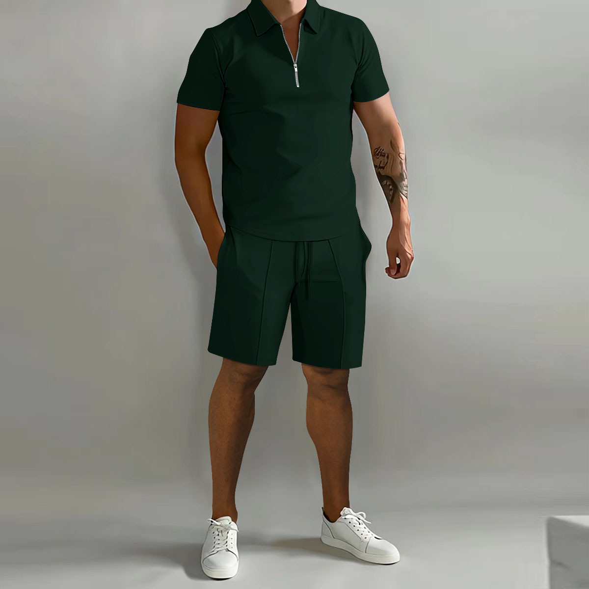 Traje de hombre transfronterizo de Amazon 2023 Verano nuevos hombres Polo casual pantalones cortos sueltos de manga corta traje deportivo