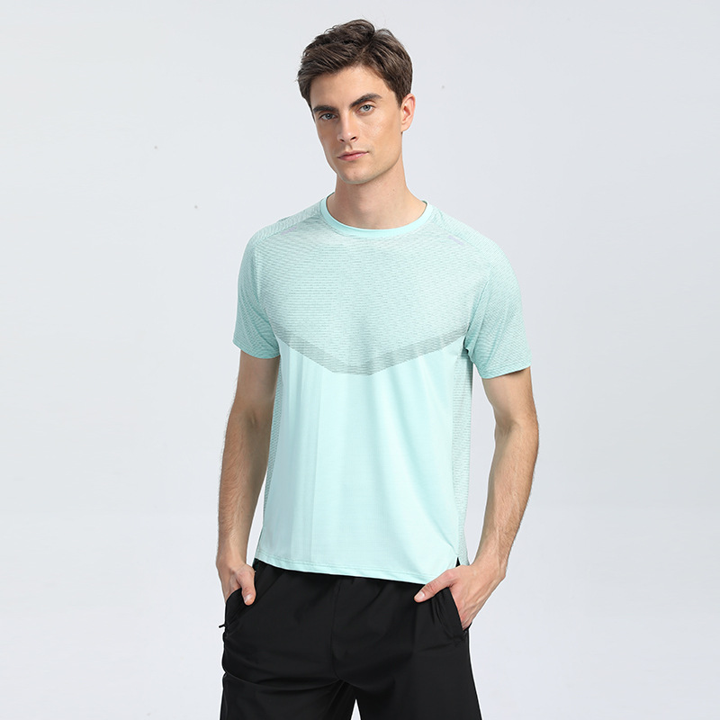 Verano de los hombres de negocios casual de secado rápido ropa de seda de hielo de manga corta deportes cuello redondo Camiseta de la aptitud UA misma camiseta impresa LOGOTIPO