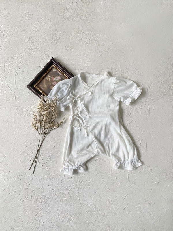 夏款女宝宝镂空网眼花边连体衣婴童衣服包屁衣儿童系带和尚服|undefined