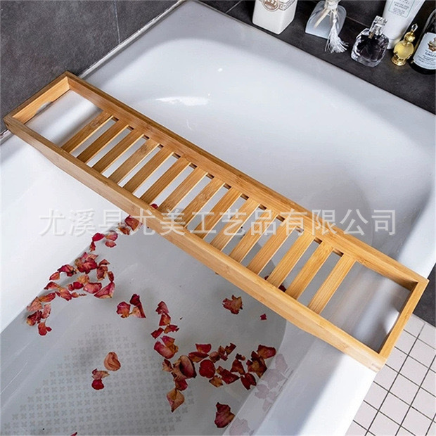 Bañera de bambú estante vino tinto soporte de teléfono móvil baño multifuncional estante de almacenamiento baño Cubo de madera estante simple fabricante