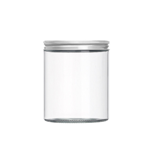 Aluminum Lid Straight-Tube Glass Storage Bottle Chili Sauce Bottle Glass Sealed Jar Wholesale Kitchen Dried Fruit Storage Container
