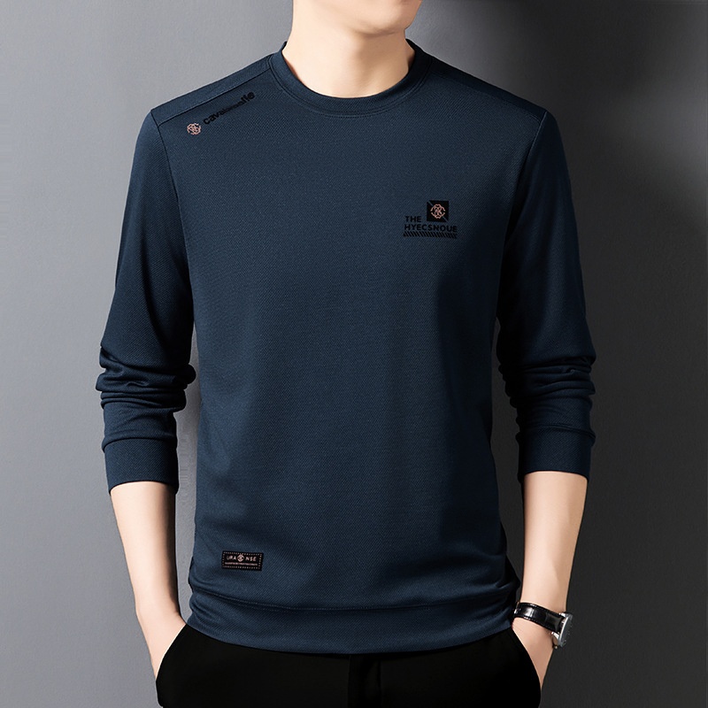 Solid Color Men's Sweatshirt 2025 Autumn and Winter New Round Neck Middle-Aged Casual Printed Long-Sleeved T-Shirt Men's Wholesale Dropshipping Solid Color Men's Sweatshirt 2025 Autumn and Winter New Round Neck Middle-Aged Casual Printed Long-Sleeved T-Shirt Men's Wholesale Dropshipping