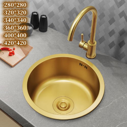 My Golden Nano Round Sink Single Tank Mini Small Stainless Steel Bar Balcony Kitchen Sink under Counter My Golden Nano Round Sink Single Tank Mini Small Stainless Steel Bar Balcony Kitchen Sink under Counter