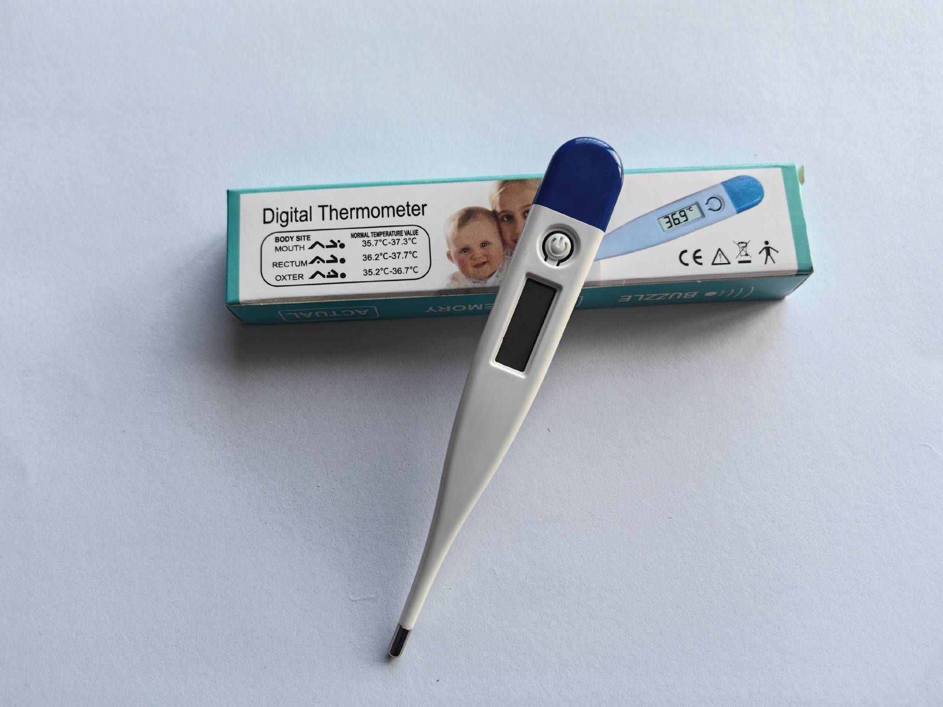 Termómetro digital electrónico, oral y axilar, niños y adultos, doble corte