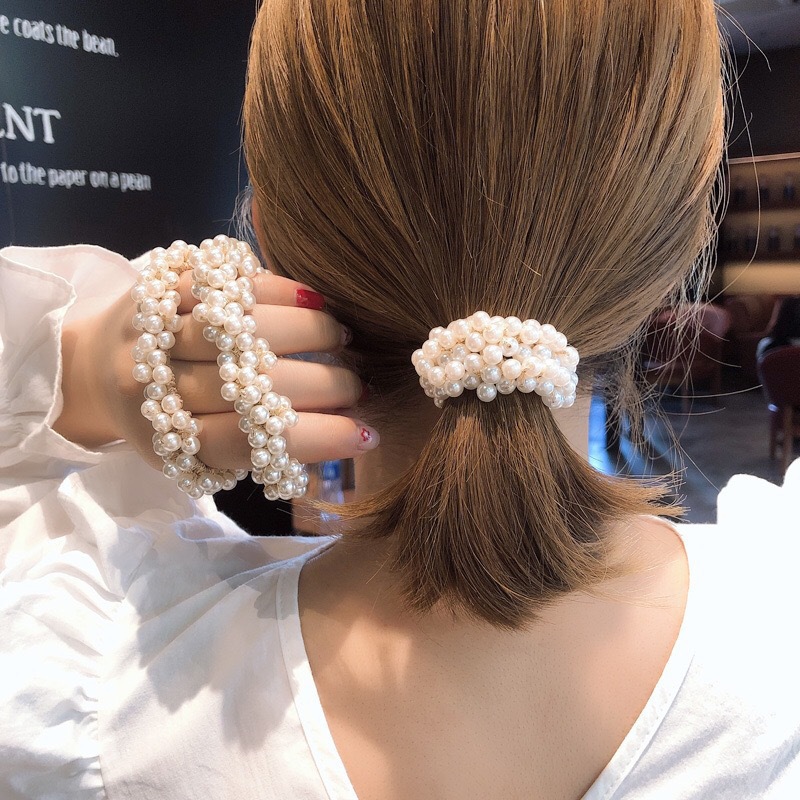 Mori chica fresca hecha a mano con cuentas de perlas diadema estilo coreano Internet celebridad personalizada banda de pelo pulsera de doble uso diadema al por mayor