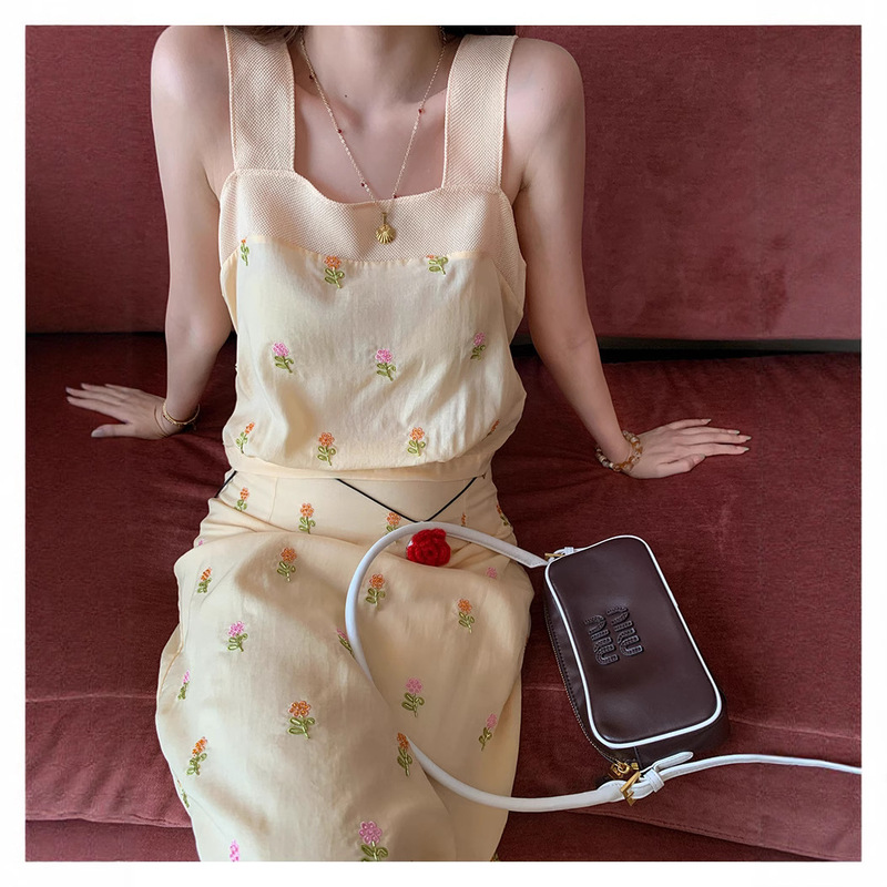 In-Stock Zhang Zhang Citrus Sunset Heavy Embroidery + Handmade Beading! Puff Sleeve Vest Skirt