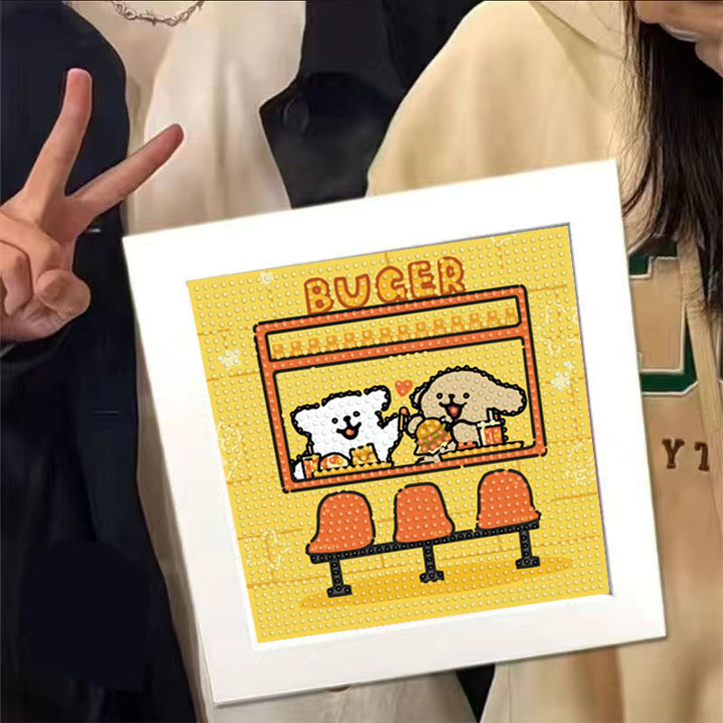 手作りダイヤモンド塗装子供用ペーストライン作り子犬男の子と女の子フルダイヤモンドペーストテーブルおもちゃ象嵌|undefined