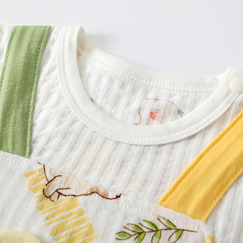 YIBEIKANG  여름 옷 순수한면 상자 밖 옷  얇은 여름 반팔 몸 옷  여름 옷