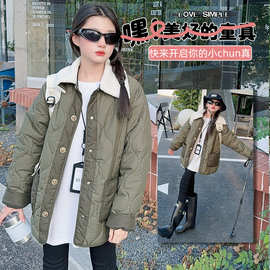 女童棉衣冬季2025新款韩系穿搭时尚洋气秋冬款派克服冬季棉服外套
