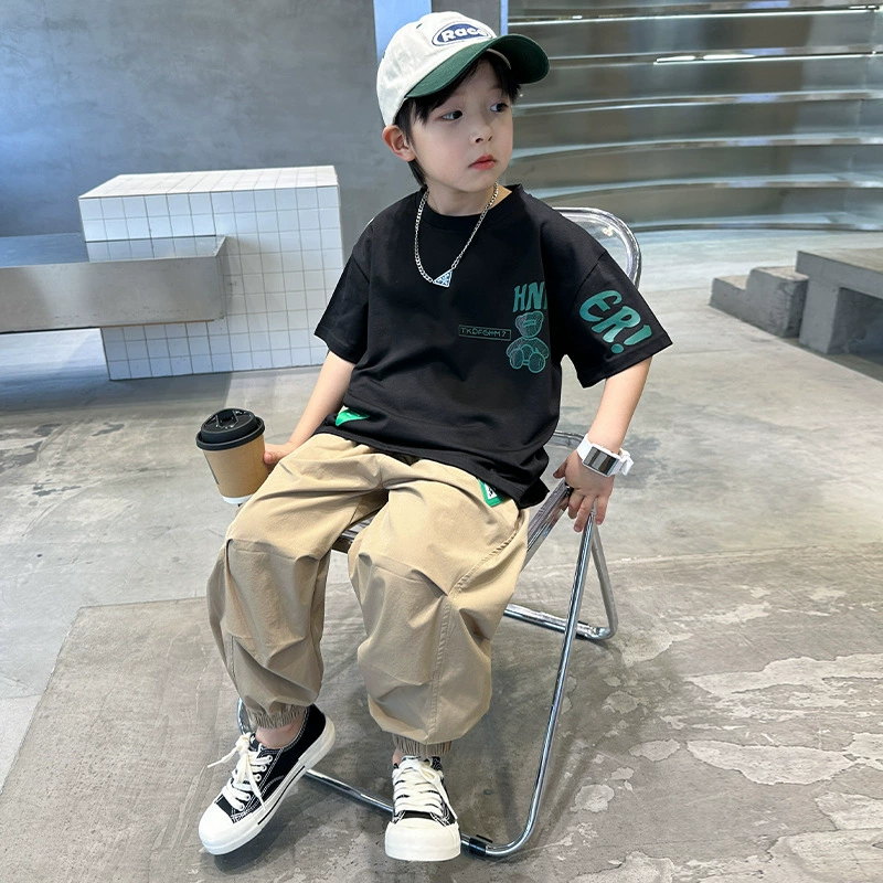 Летняя одежда, детский летний комфортный комплект для мальчиков, с коротким рукавом
