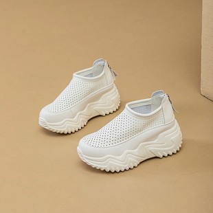 Breathable Sandals for Women 2025 New Summer Mesh Flats Dad Shoes Versatile Heightening Cut Out Hole Casual Shoes
