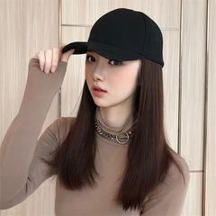 Manufacturer's new wig women's chemical fiber machine-made medium-length straight hair sunshade duck hat integrated long hair full head cover