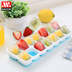 Custom Food-Grade Freezer Ice Cube Tray, Household Baby Food Storage Tray, Ice Mold, Refrigerator Cover with Silicone Ice Tray