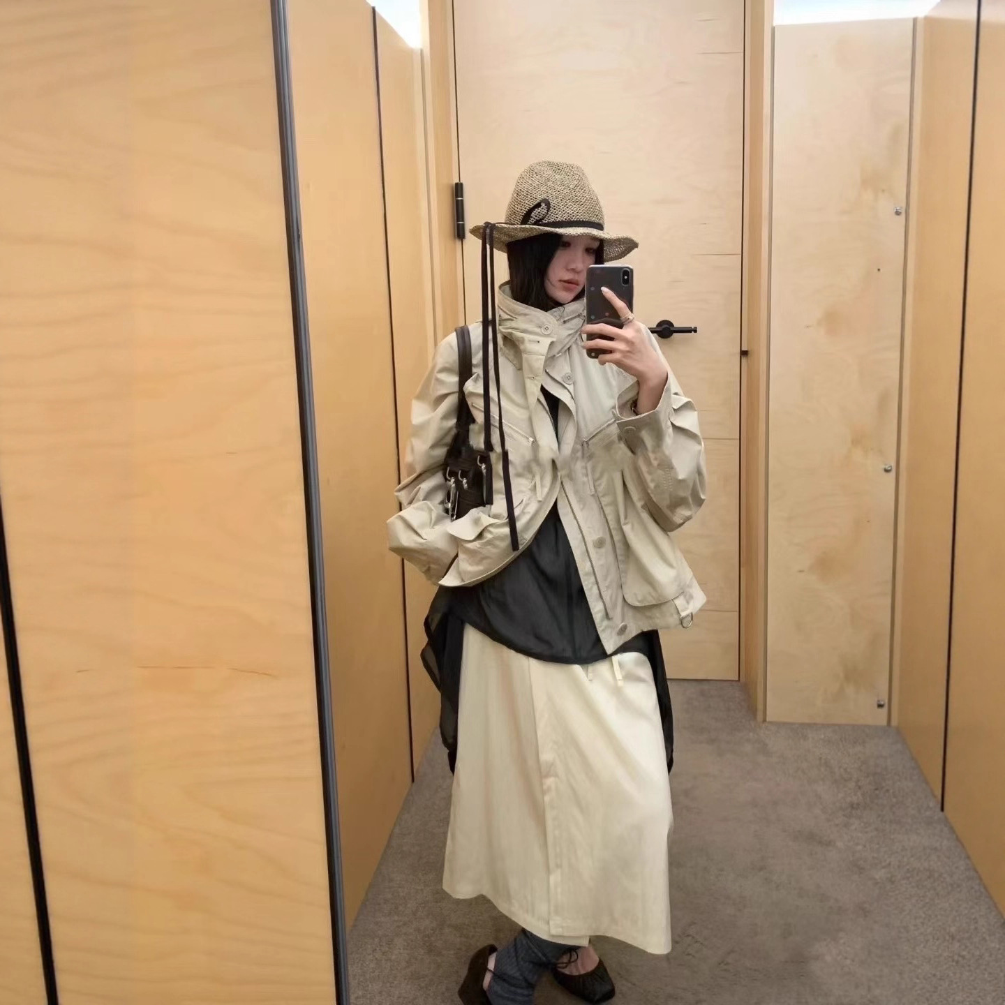 Lem 26 Lime White Double-Breasted Drawstring Lightweight Stand Collar Short Windbreaker Women's Jacket Parachute Coat Loose Fit