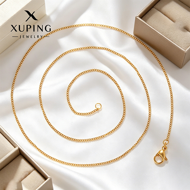 Xuping acero inoxidable 24k color clásico simple cadena de cadena Europa y Estados Unidos hebilla de langosta transfronteriza diaria fácil de montar collar para mujeres