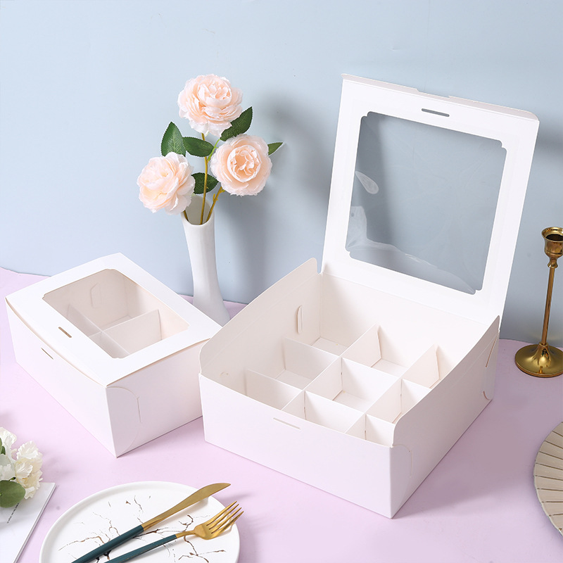 Estilo coreano simple 6-Grain 9-Grain mini pan mousse pastel caja de embalaje yema de huevo pastelería crujiente Jiugongge caja de regalo