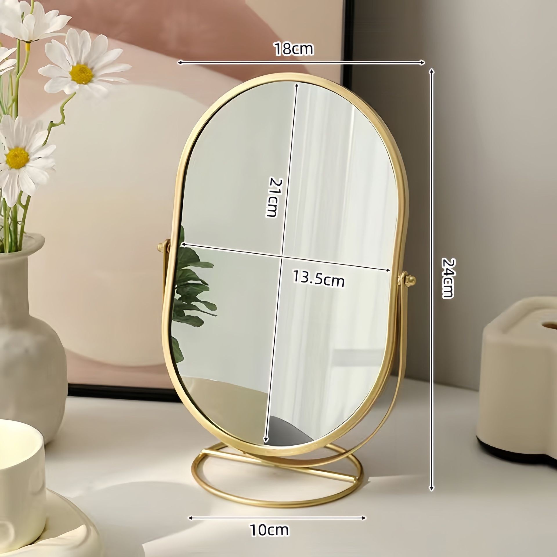 Espejo doméstico de explosión transfronteriza dormitorio espejo decorativo dormitorio espejo de maquillaje dormitorio espejo de vestir espejo de escritorio de metal de alto valor