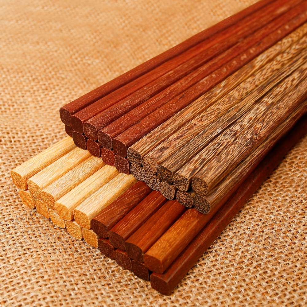 Palillos de madera de ala de pollo al por mayor 25cm para el hogar Palillos de madera maciza 10 pares en caja sin pintura, sin cera, antideslizante, LOGOTIPO tallado