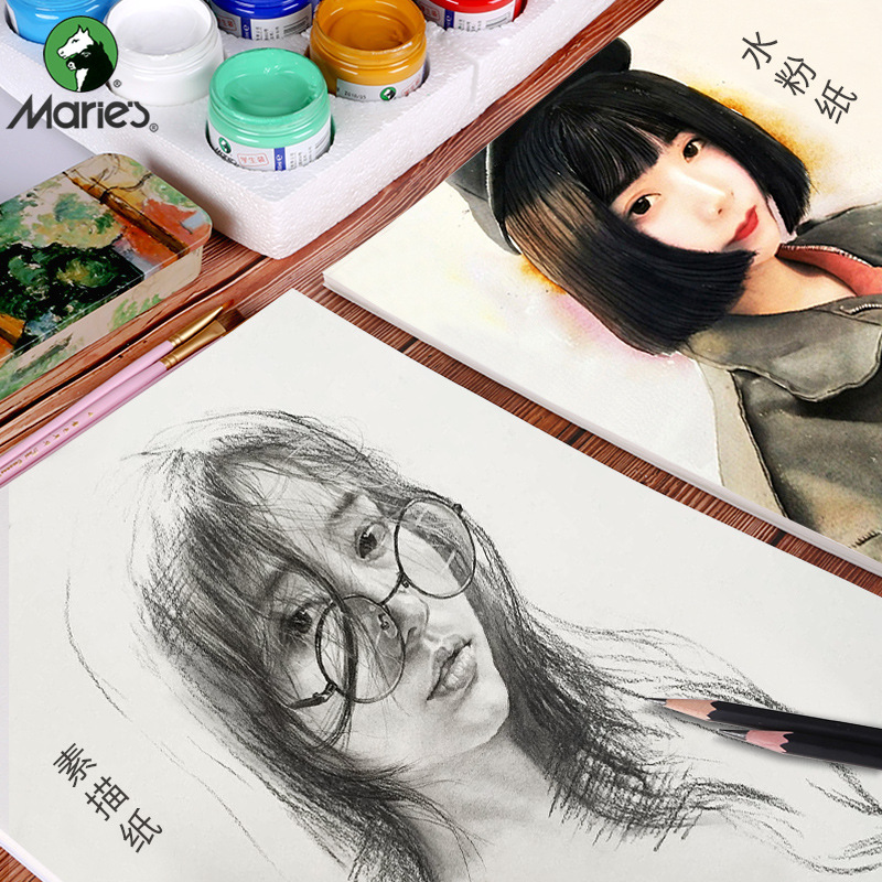 Marley marca 4k 8k pulpa de madera completa papel gouache papel pintura de arte examen de papel 8 cepillo de plomo blanco abierto