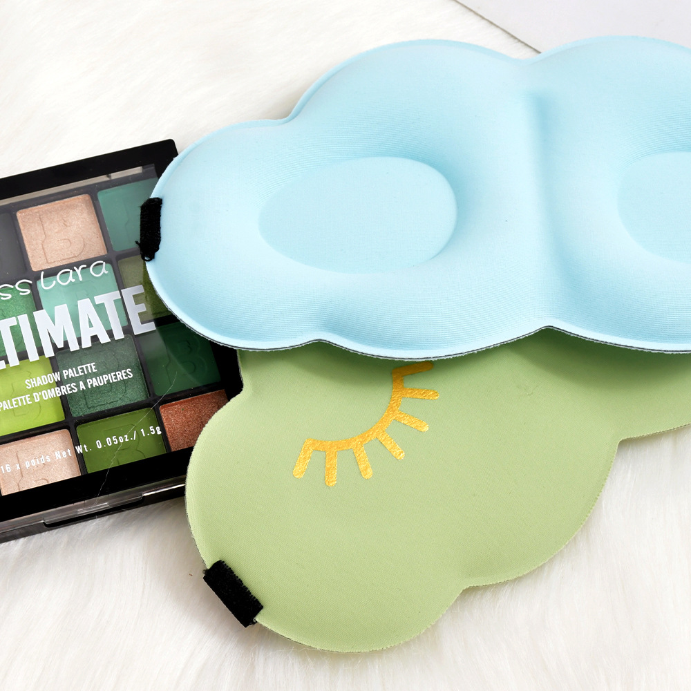 3D tridimensional nube dormir máscara de ojo de doble cara de hielo de seda sombreado transpirable máscara de ojo de pestañas impreso LOGO multicolor en stock