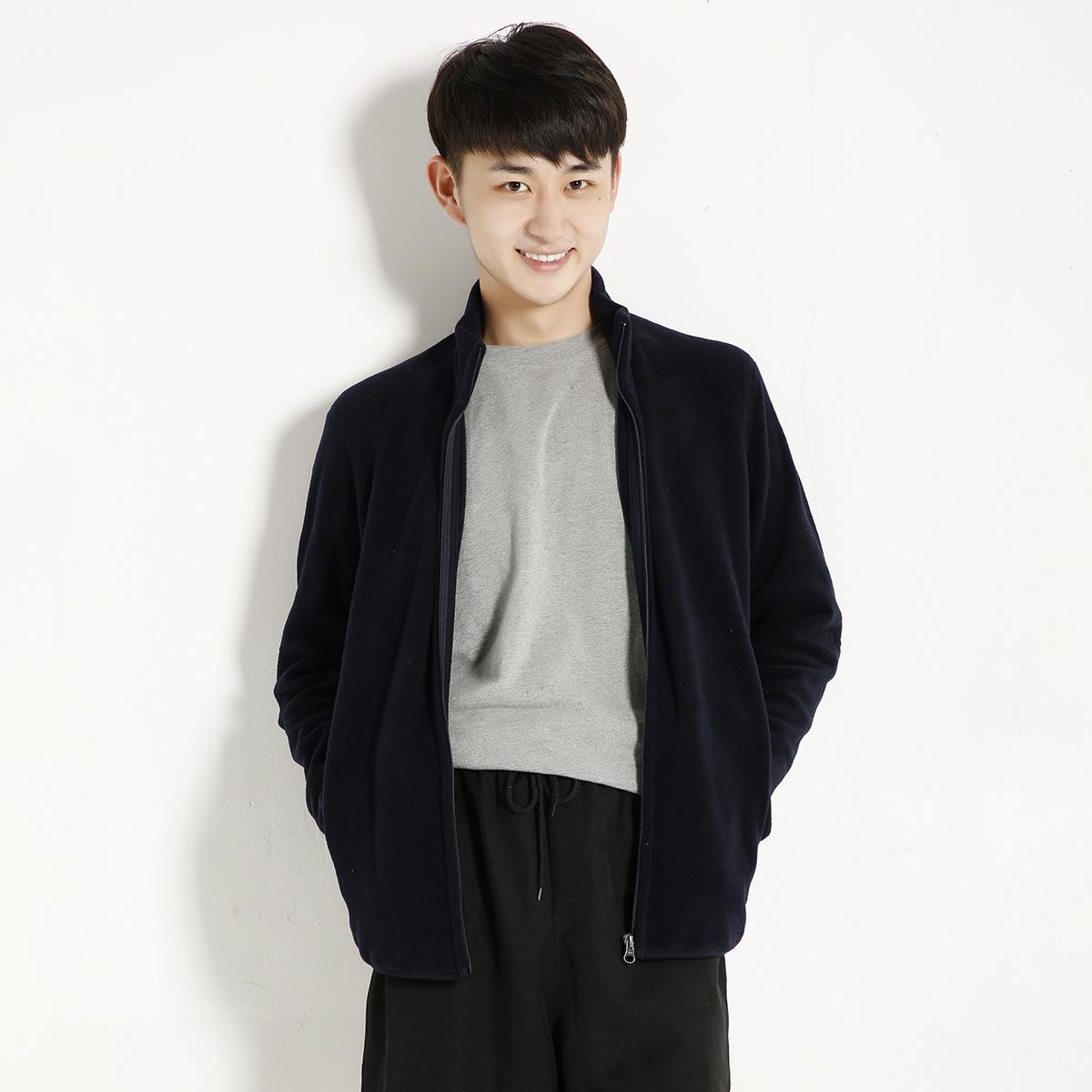 Abrigo de lana de los hombres al aire libre casual polar cálido forro de lana nuevos deportes de invierno chaqueta de una sola pieza entrega