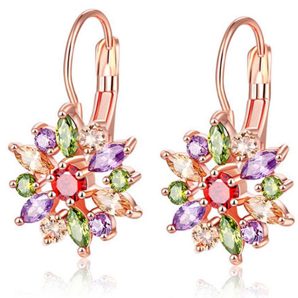 Colorful Flower Zircon Stud Earrings For Elegant Daily Wear_voghion.com