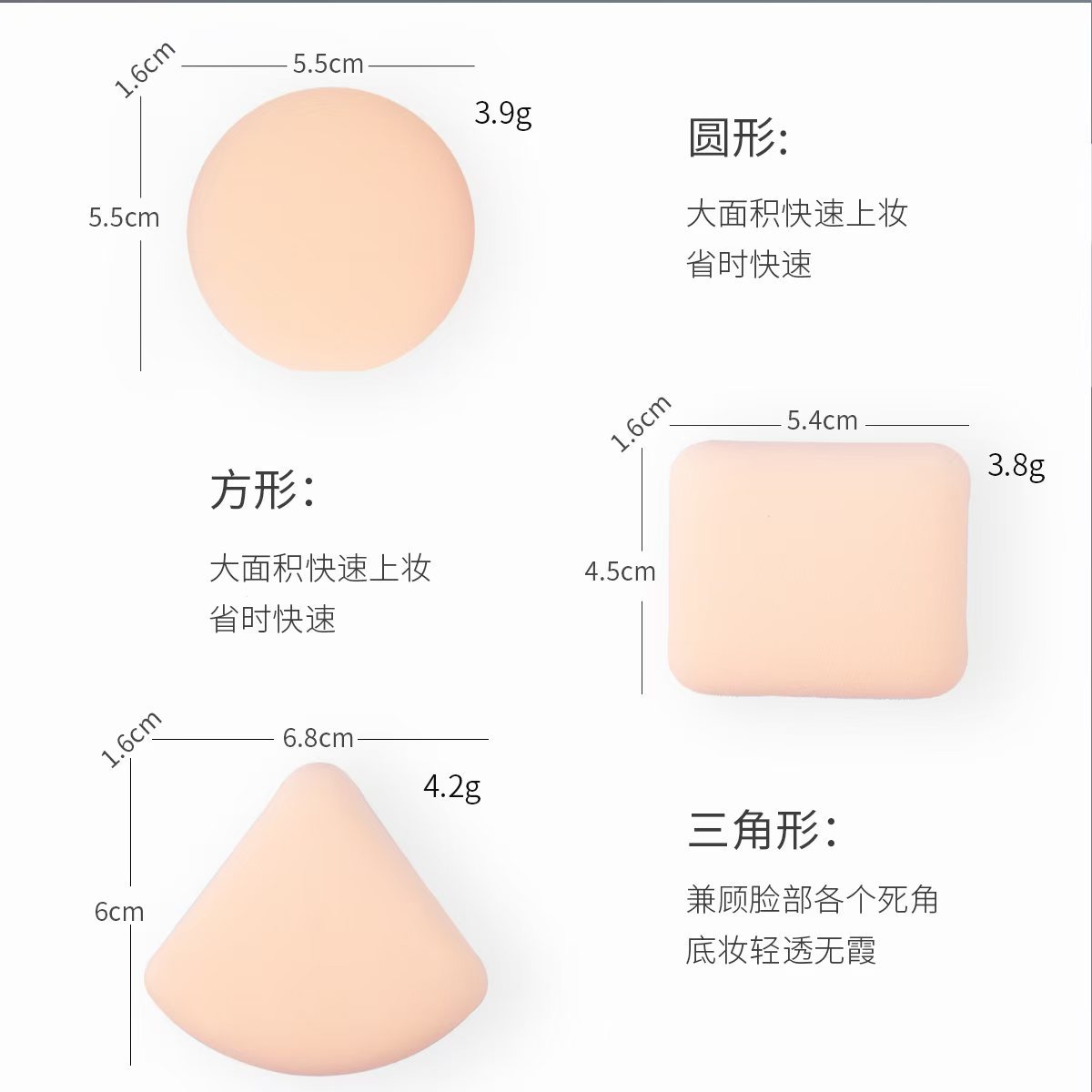 Cojín de algodón de azúcar, soplo de polvo, esponja triangular de doble uso, maquillaje, soplo de maquillaje, huevo de belleza, no come polvo, q cojín de aire elástico