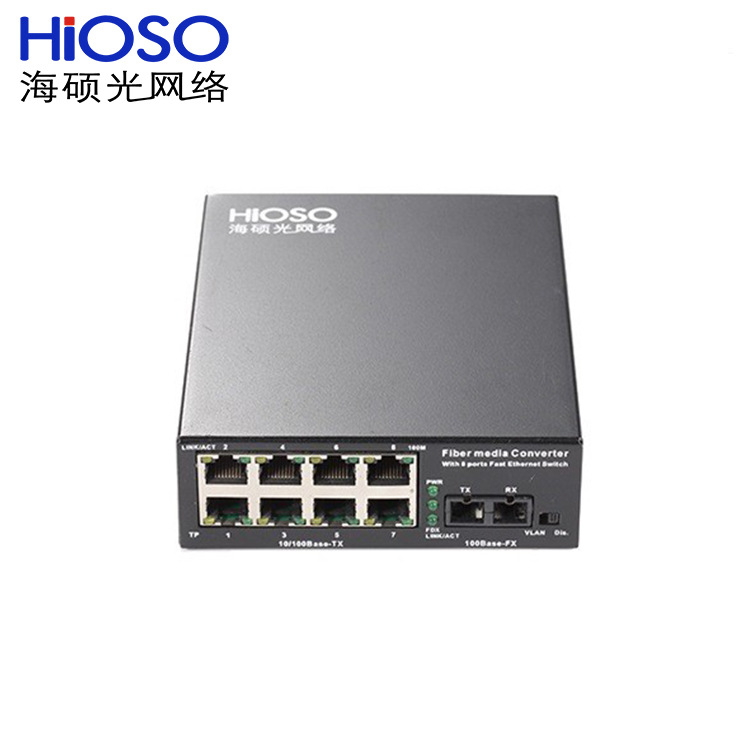 海硕（HIOSO）FC690系列 一光八电百兆光纤收发器