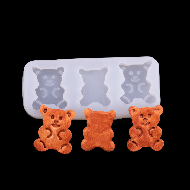 Tres Oso de dibujos animados silicona molde arcilla epoxi cerámica suave herramientas para hornear Zhang fondant chocolate Accesorios