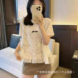 春季新款法式设计感小众显瘦百搭马甲背心洋气钩花镂空外搭上衣女