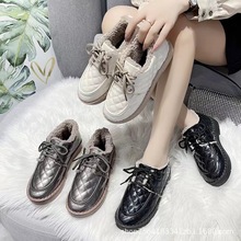 2022冬季新款時尚韓版平底棉鞋女加絨加厚保暖舒適居家鞋室外棉鞋