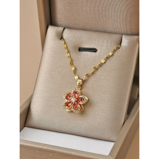 E 49985 Copper zircon sunflower necklace �~�����D̫ꖻ��