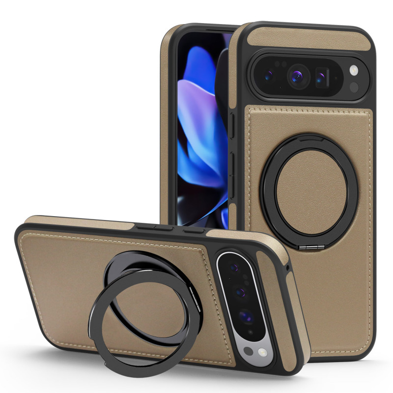 适用谷歌pixel10ProXL磁吸手机壳旋转支架Goolge pixel9A皮革防摔|undefined