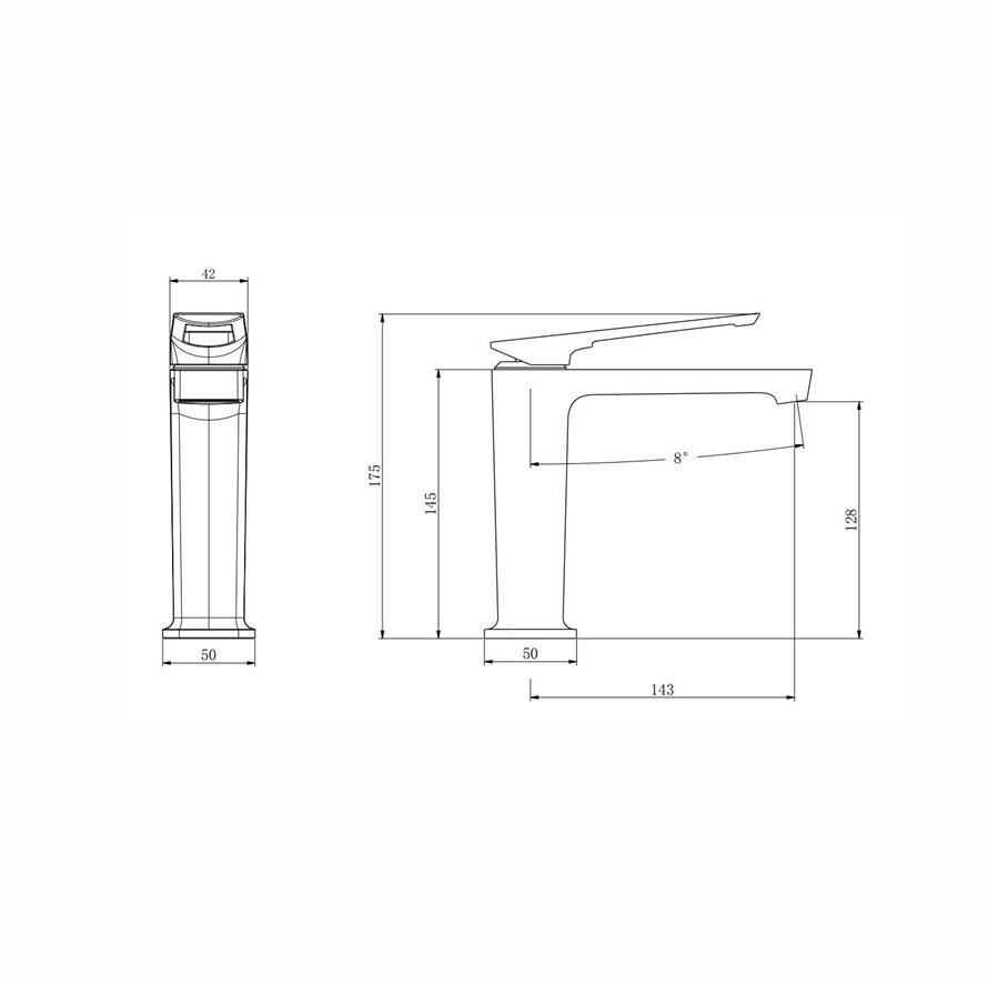 Kaiping Youjia bathroom counter Basin hot and cold brushed gold single hole wash basin square waterfall faucet 31493