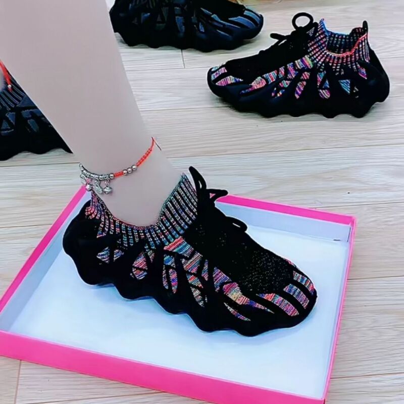 Octopus Socks Fly-Knit Sneakers for Women 2025 Summer New Korean Version Breathable Coconut Mesh Slip-On Women's Shoes Trendy