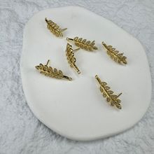 韩国真金电镀高保色首饰小众个性树枝设计镶嵌锆石简约耳钉配件