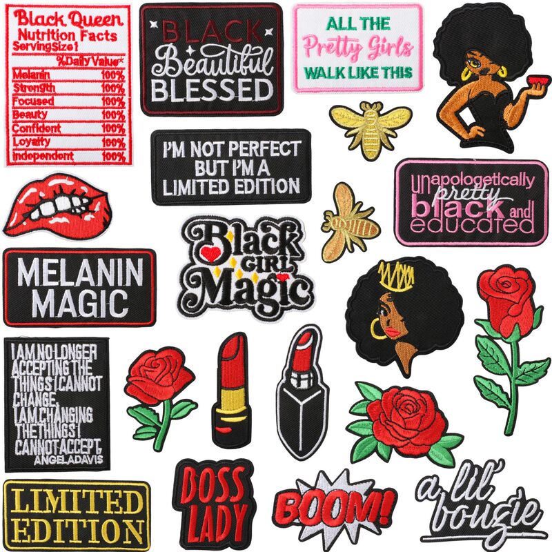 Black Girl Magic Themed Embroidered Patches with Inspirational Words for Clothing Transformation DIY Decoration Iron-on Patches Black Girl Magic Themed Embroidered Patches with Inspirational Words for Clothing Transformation DIY Decoration Iron-on Patches