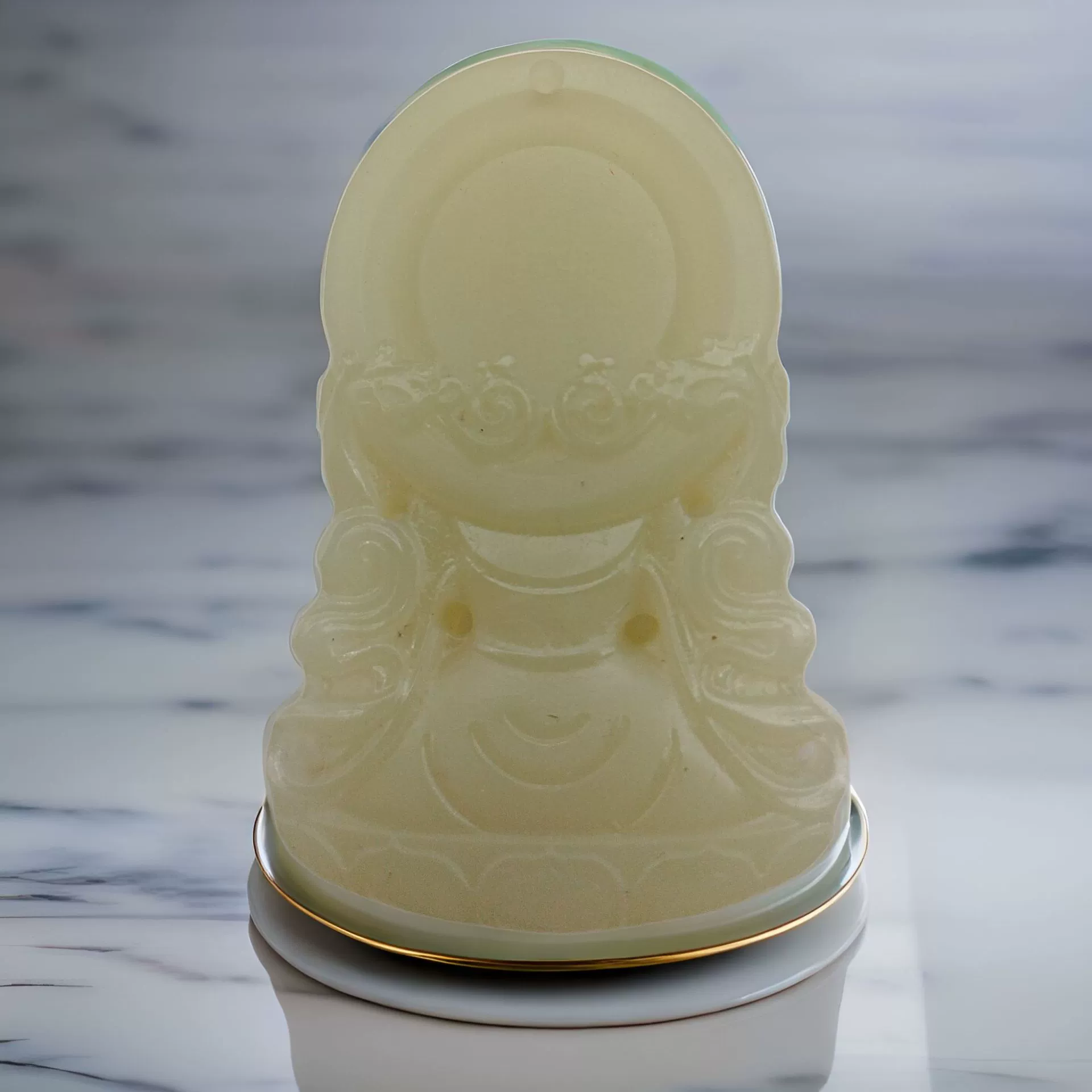 Двусторонний кулон из нефрита, Tieguanyin чай, резное ожерелье