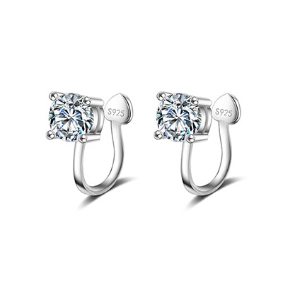 Clips para Orejas sin Perforación para Mujer, Sin Necesidad de Perforar, Pendientes de Plata con Incrustaciones de Diamantes, Joyería Moderna 2025