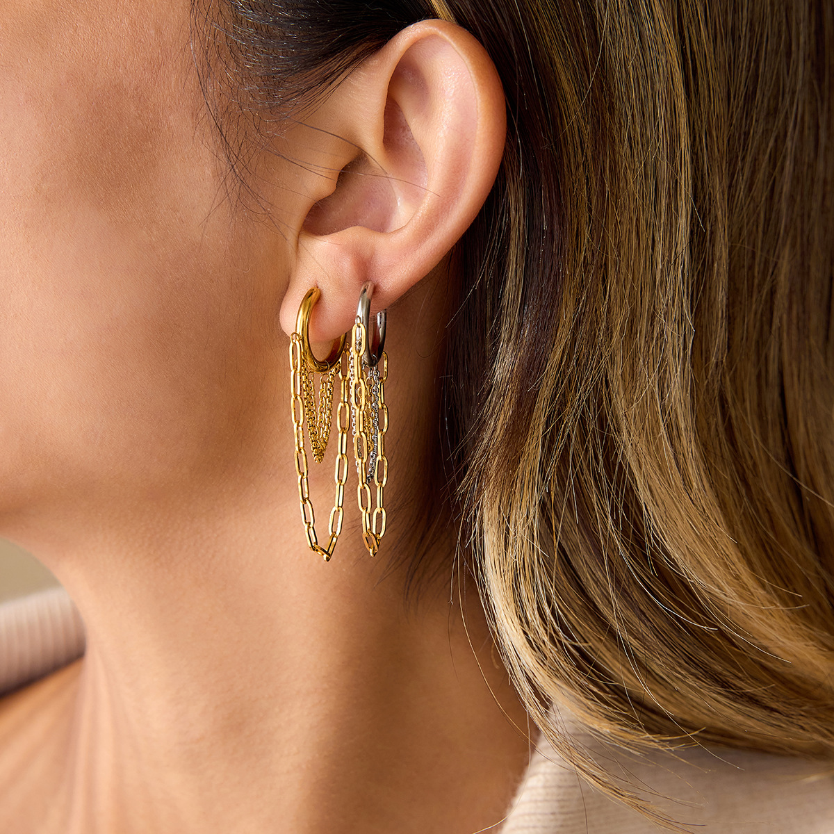 design minimalistic universal earrings stainless steel