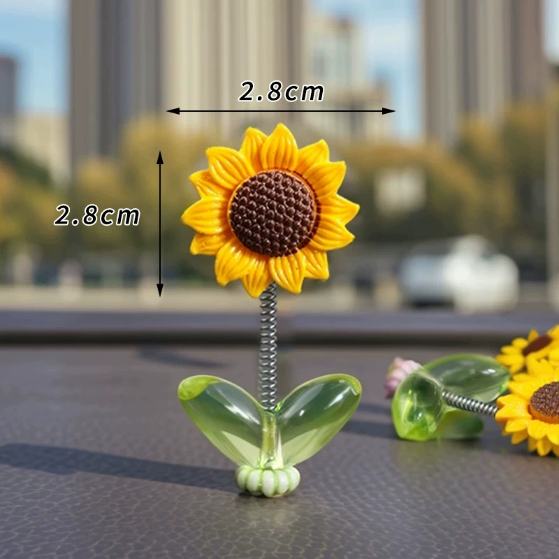 Милые качающиеся подсолнухи, украшения для автомобиля, целебные свежие цветы, украшения для центральной консоли автомобиля, зеркала заднего вида