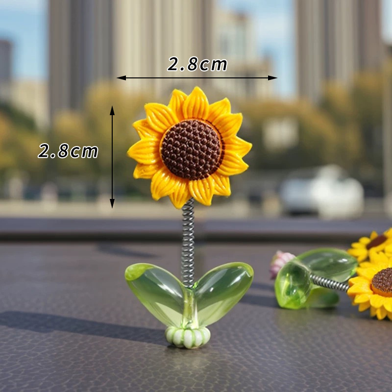 Cute Shaking Head Sunflower Car Shaking Head Ornaments Healing Fresh Flowers Car Center Console Rearview Mirror Decorations