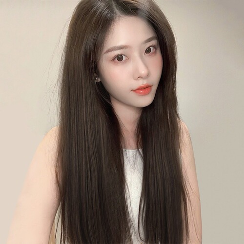 Wig piece for women with long hair, one-piece invisible, traceless artificial hair, fluffy, three-piece straight hair extension patch