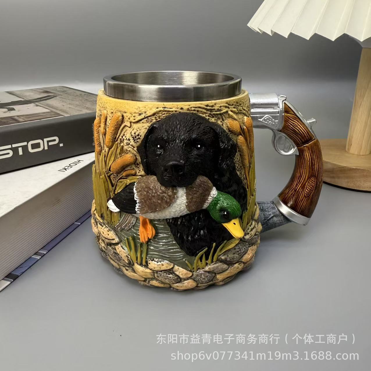 Cross-border Dual Dragon Collector 's Mug Retro Caza de perro Duck Coffee Mug Hunter