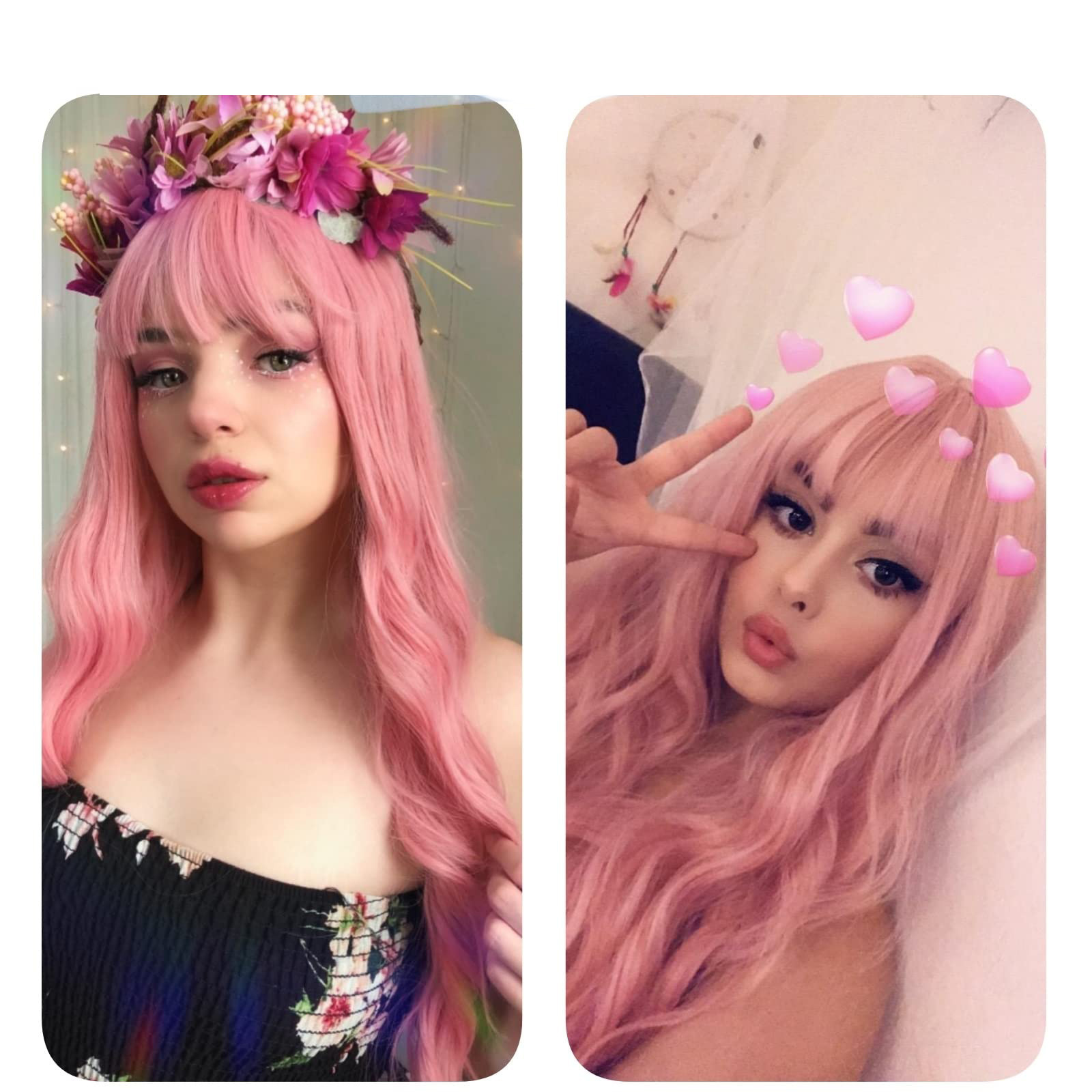Fashionable Wig Pink Bangs Wave Pattern Synthetic Hair Extension Sophisticated Feel Hot Selling_voghion.com