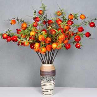 Simulated pomegranate single branch home decoration photography props model room ornaments 5 heads 8 heads with leaf branches simulated fruit