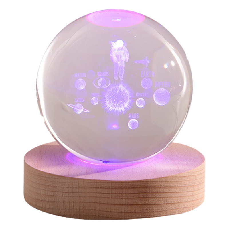 Luminosa galaxia cristal bola noche luz galaxia cristal artesanía 3D láser interior talla Regalo de Cumpleaños decoración creativa