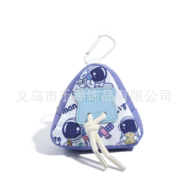 Spaceman Smiley Key Bag Earphone Bag Personalized Girl's Coin Purse Pendant Children's Neck Mini Storage Bag Trendy