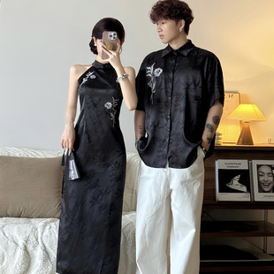 2025 Summer Retro Couple Outfit Summer Korean Style Sleeveless Women's Dress One Skirt One Shirt