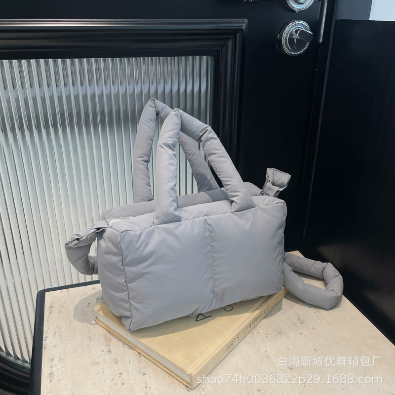 新品ブロックコットンバッグ大容量ファッションハンドバッグ片肩斜め掛けトートバッグ高級感ふかふか小角バッグ|undefined